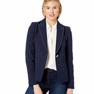Tahari ASL Navy Pick Stich Jacket Blazer size 8